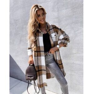 Long Plaid Button Up Top